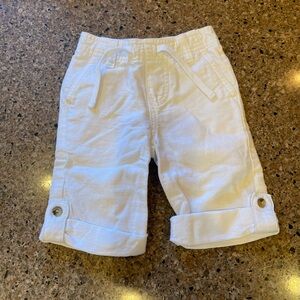 Janie and Jack White Linen-Blend Roll-Cuff Shorts